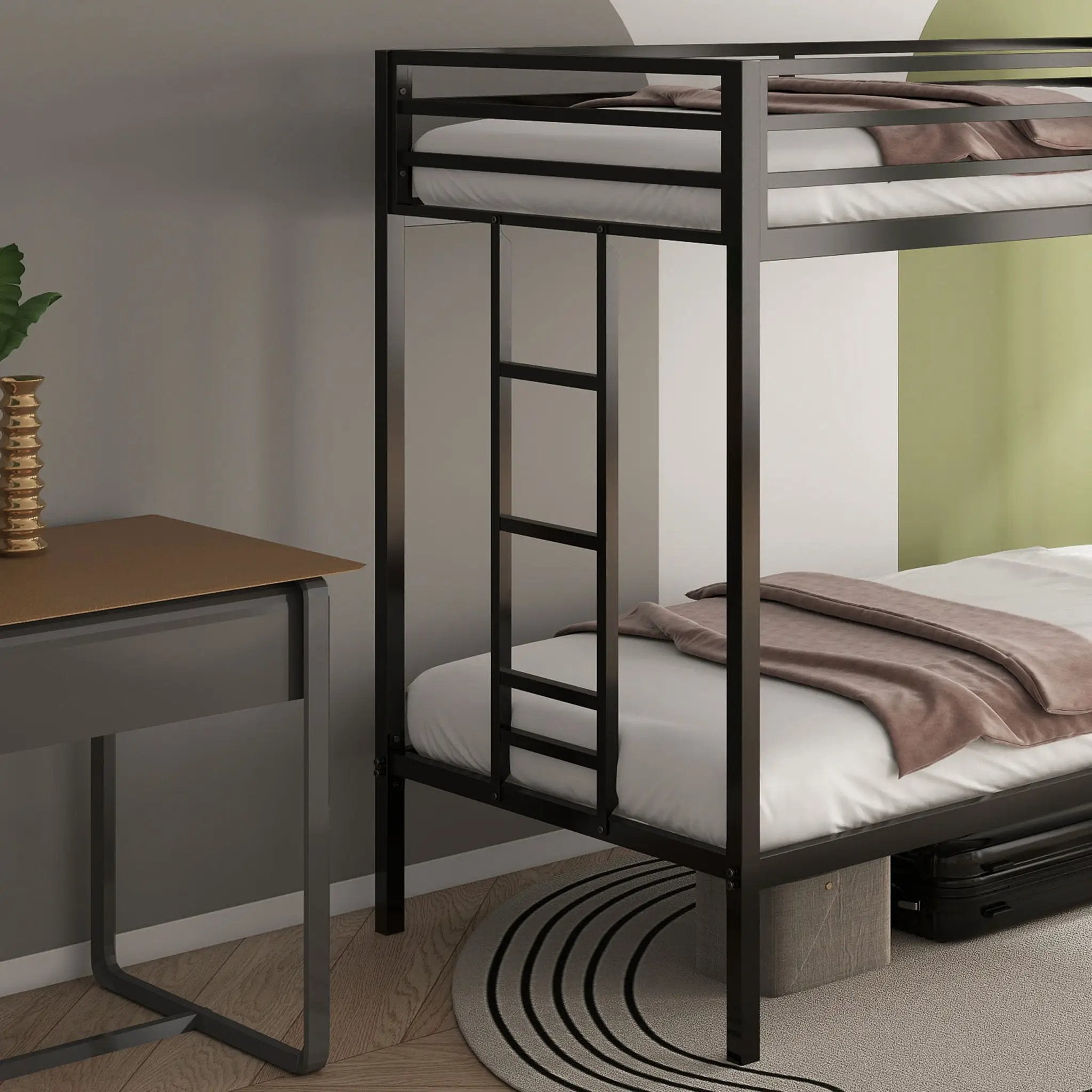 Adam - Twin Over Twin Bunk Bed - Black by HouseOfZazla