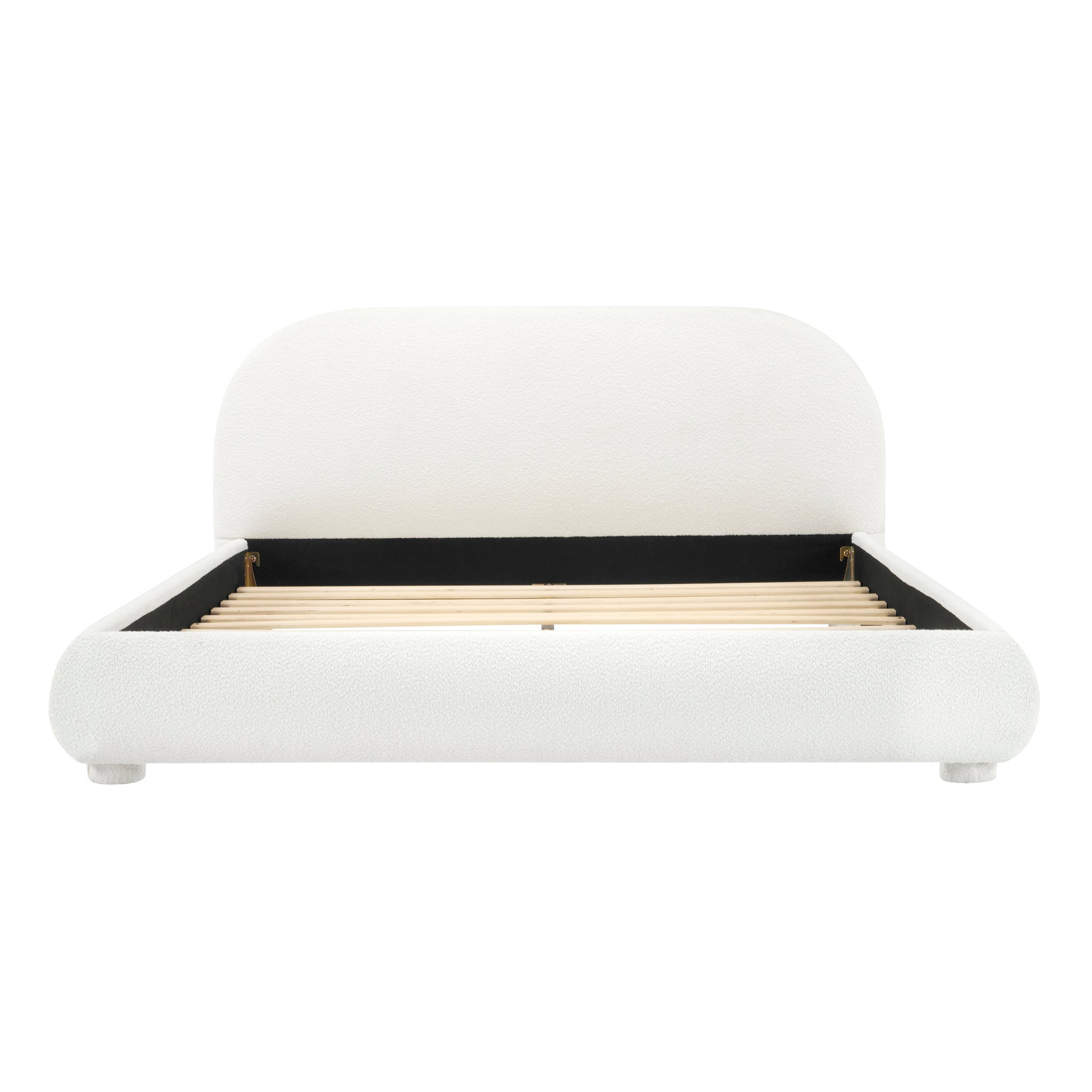 Cream Style Fabric Upholstered Bed, Simple Modern Bedroom Double Bed, Queen by HouseOfZazla