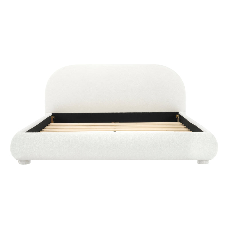 Cream Style Fabric Upholstered Bed, Simple Modern Bedroom Double Bed, Queen by HouseOfZazla