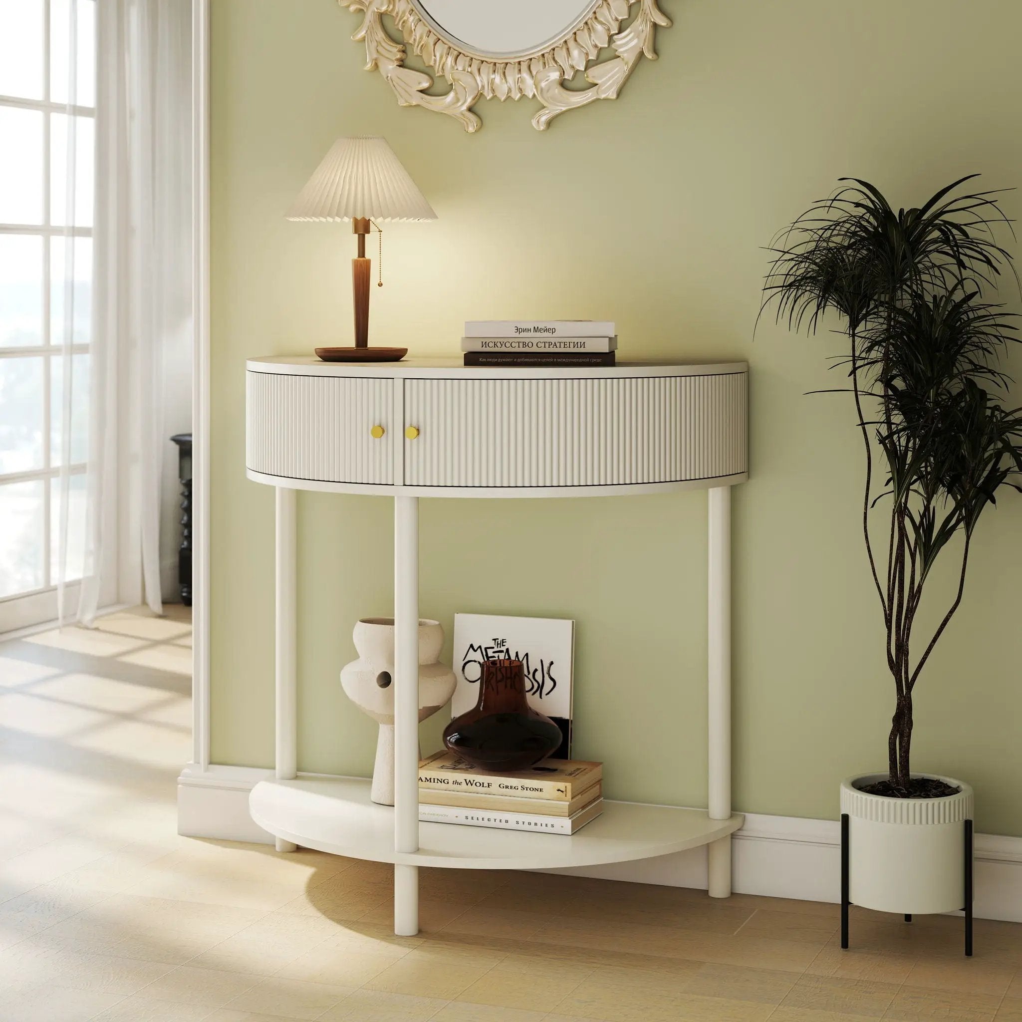 Demi Lune - Console Table With 2 Storage Drawers by Unique Piece Furniture