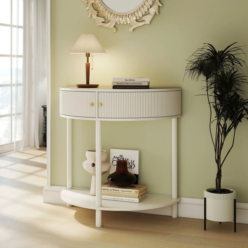 Demi Lune Console Table With 2 Storage Drawers by HouseOfZazla