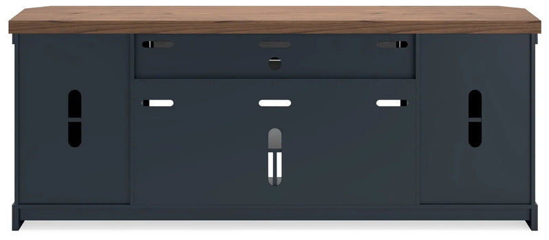 Landocken - XL TV Stand W/Fireplace Option - Brown / Blue by Unique Piece Furniture