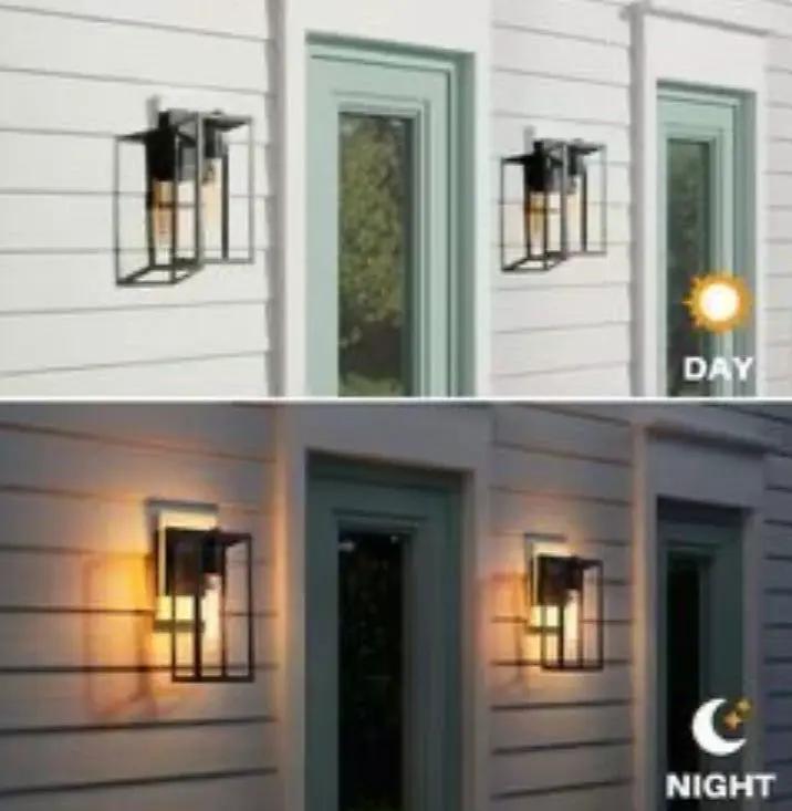 Open Box LNC Modern Black 1-Light Outdoor Wall Lantern Industrial Rectangle Exterior by Selzalot