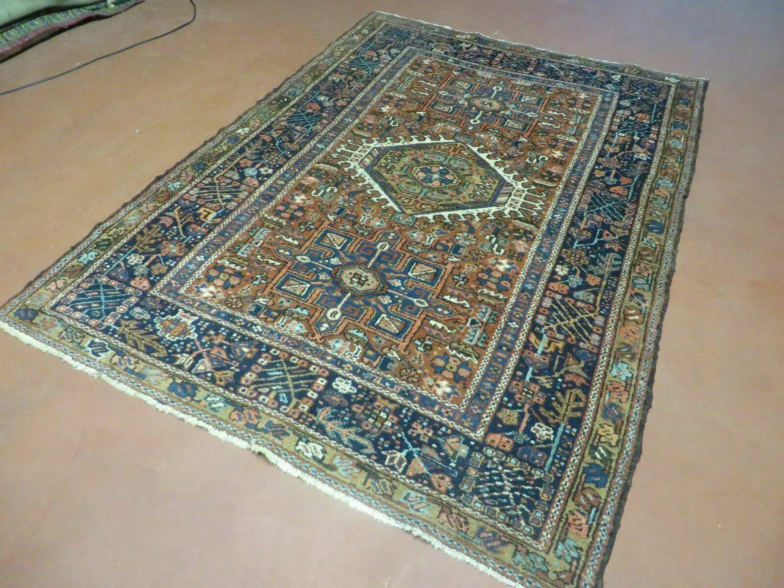 Persian Karajeh Rug 5x6, Antique Geometric Medallion Carpet by Jewel Rugs