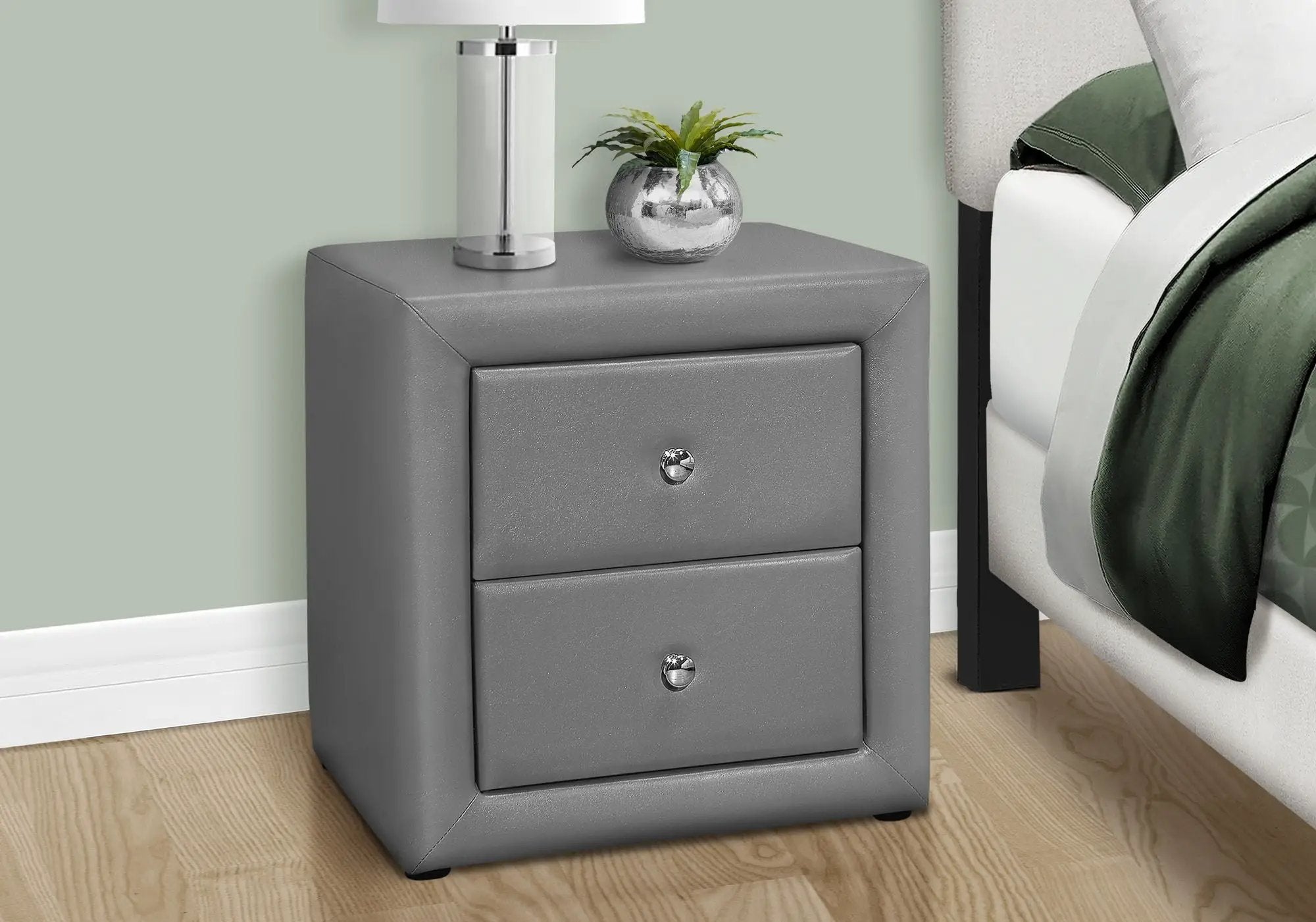 Nightstand With Storage Drawer, Upholstered, Transitional by HouseOfZazla