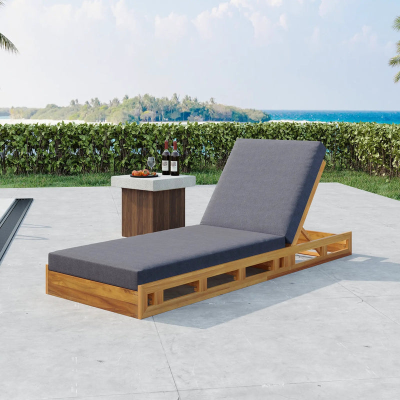 Lounge Chaise Set - Acacia Wood with Water-Resistant Cushions by HouseOfZazla
