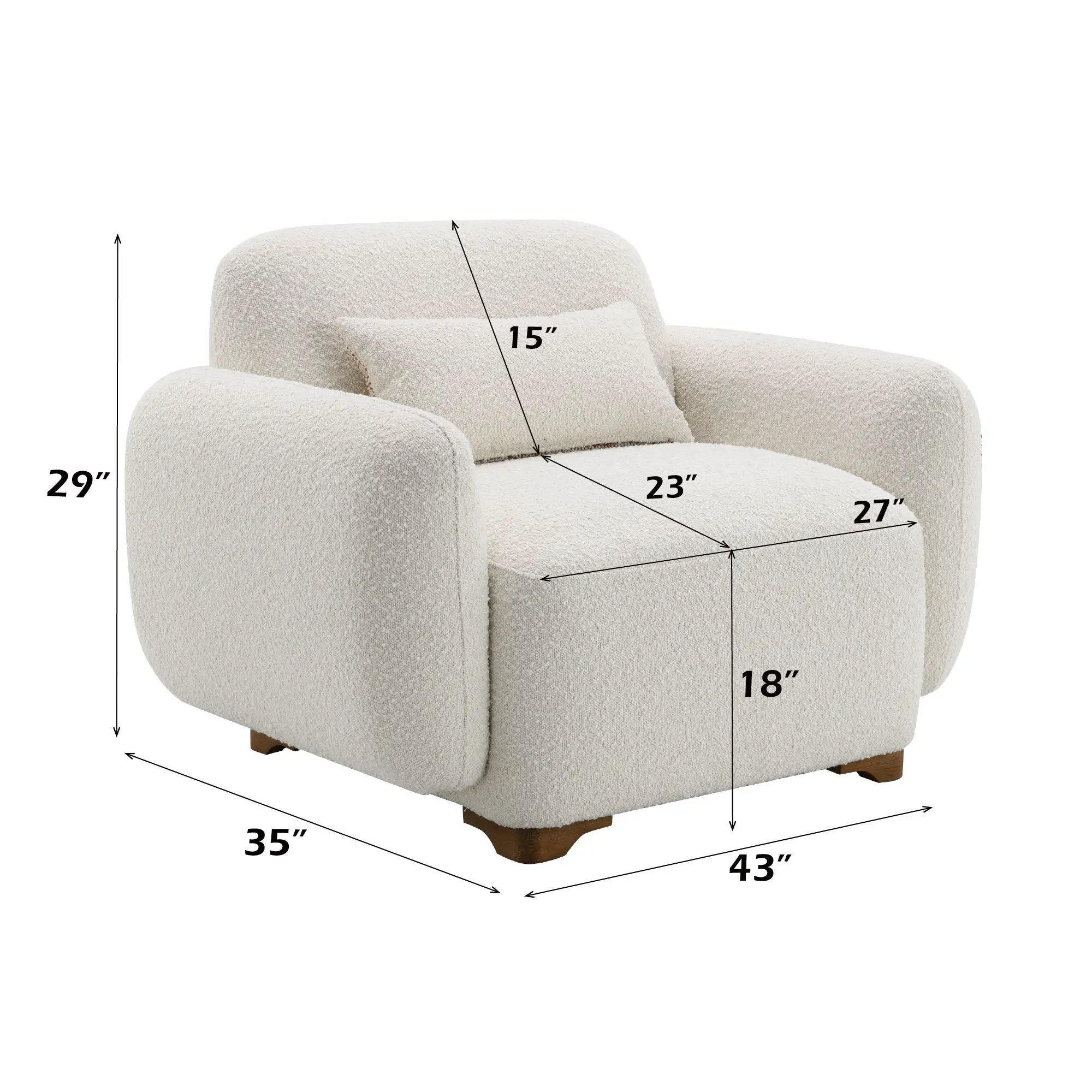 Darius - Boucle Accent Chair With 1 Toss Pillow - Beige by Unique Piece Furniture