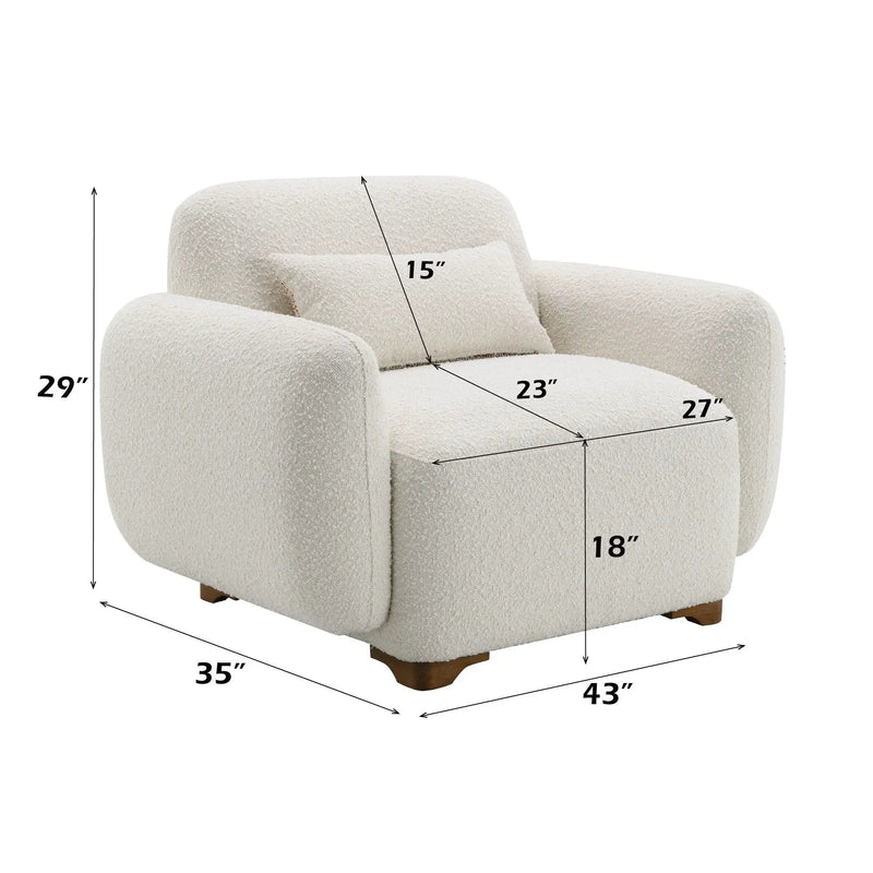 Darius - Boucle Accent Chair With 1 Toss Pillow - Beige by HouseOfZazla