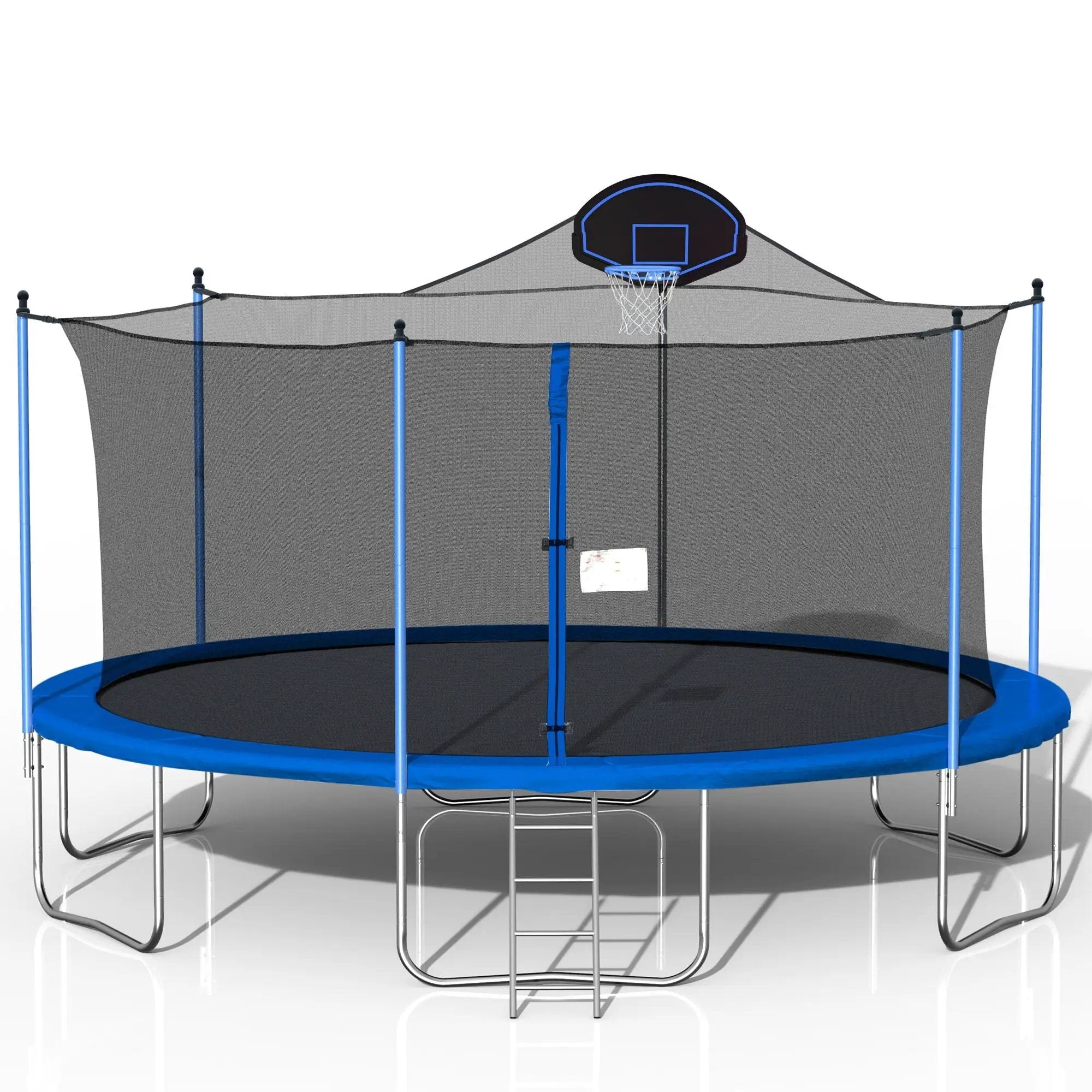 Trampoline For Adults & Kids With Basketball Hoop, Outdoor Trampolines With Ladder And Safety Enclosure Net For Kids And Adults by HouseOfZazla