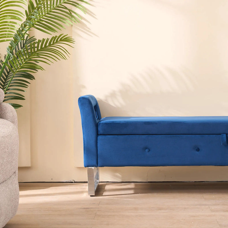 Wide Storage Soft Ottoman Bench With Armrests by Unique Piece Furniture