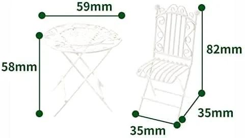 Dollhouse Miniature Bistro Table & Chairs Set Accessories Metal 1:12 Scale Miniatures White Coffee/Tea Furniture Fairy Garden Cute Rustic Elegant Decorations Ornaments (C) by GreenHaven Gardens