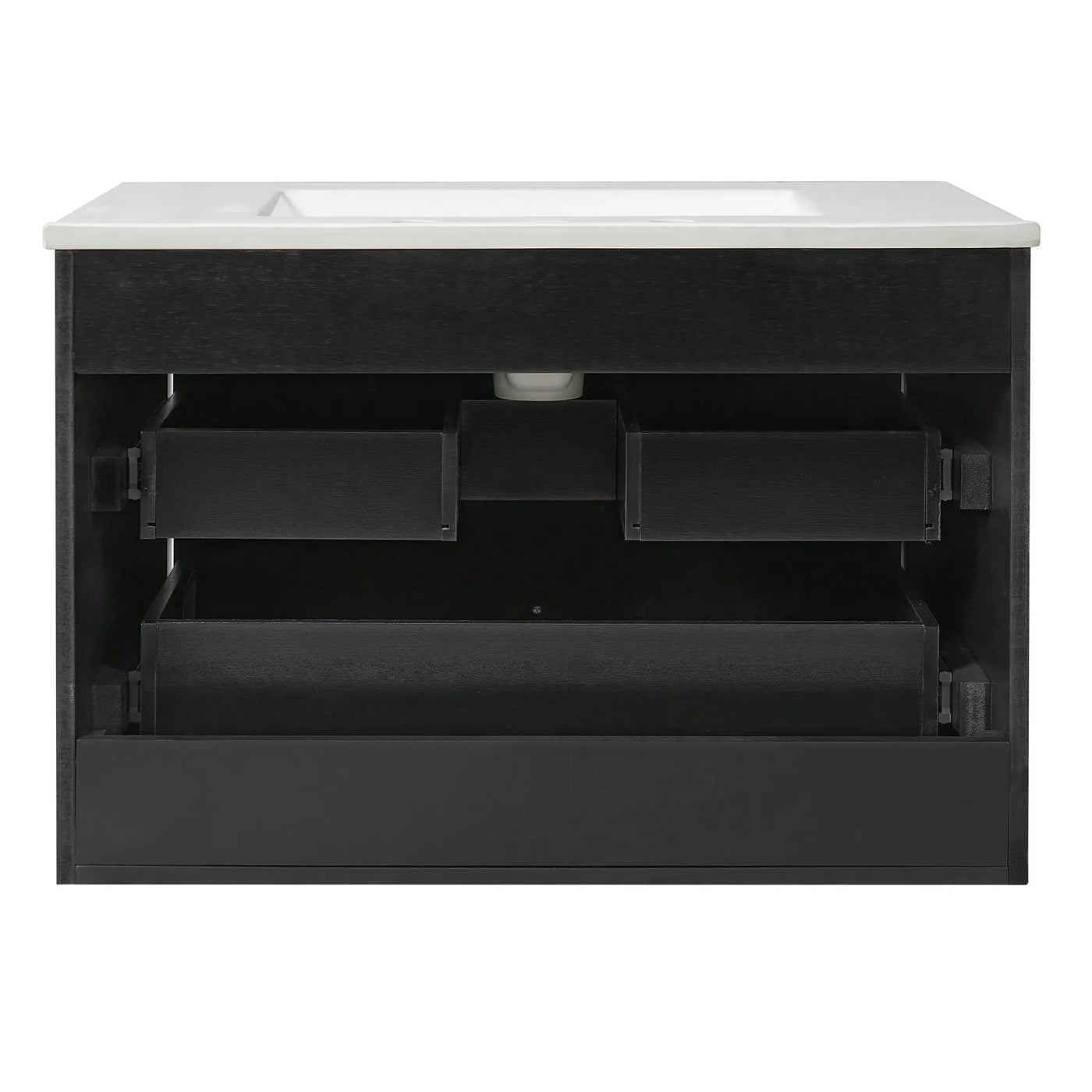 Floating Bathroom Vanity With Oval Knobs & Round Edge, Soft Close Drawer Slides by HouseOfZazla