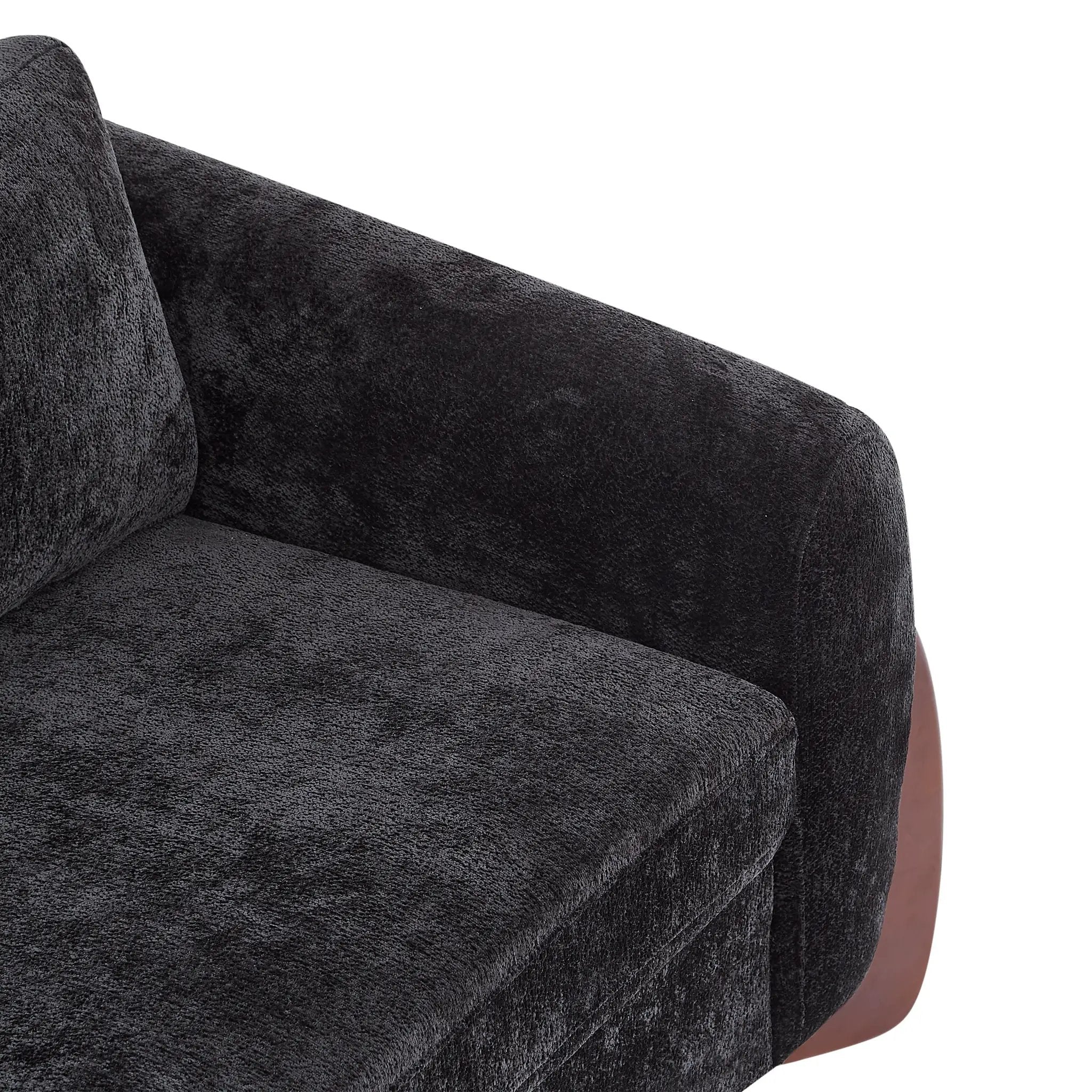 89"L Sofa with Chenille Fabric and Wooden Legs by HouseOfZazla