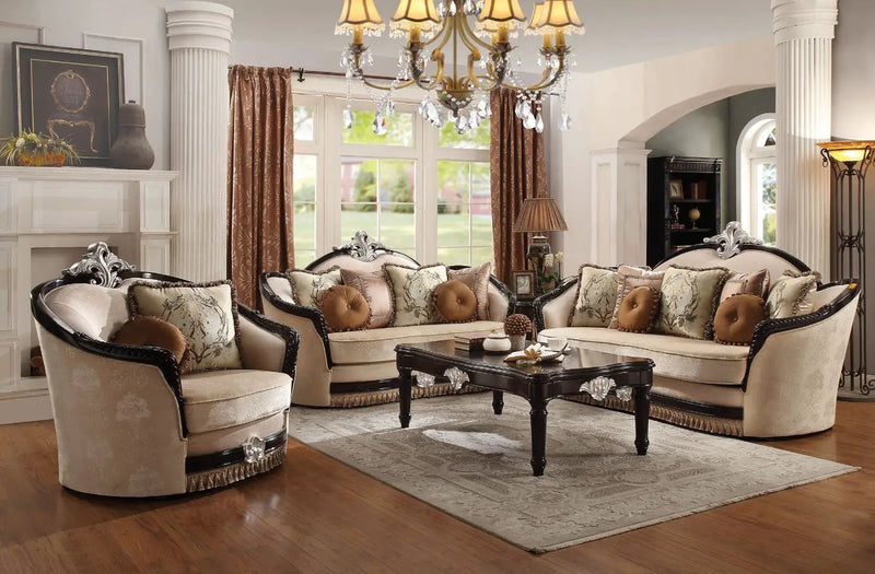 Ernestine - Sofa With 7 Pillows - Tan Fabric & Black by Unique Piece Furniture