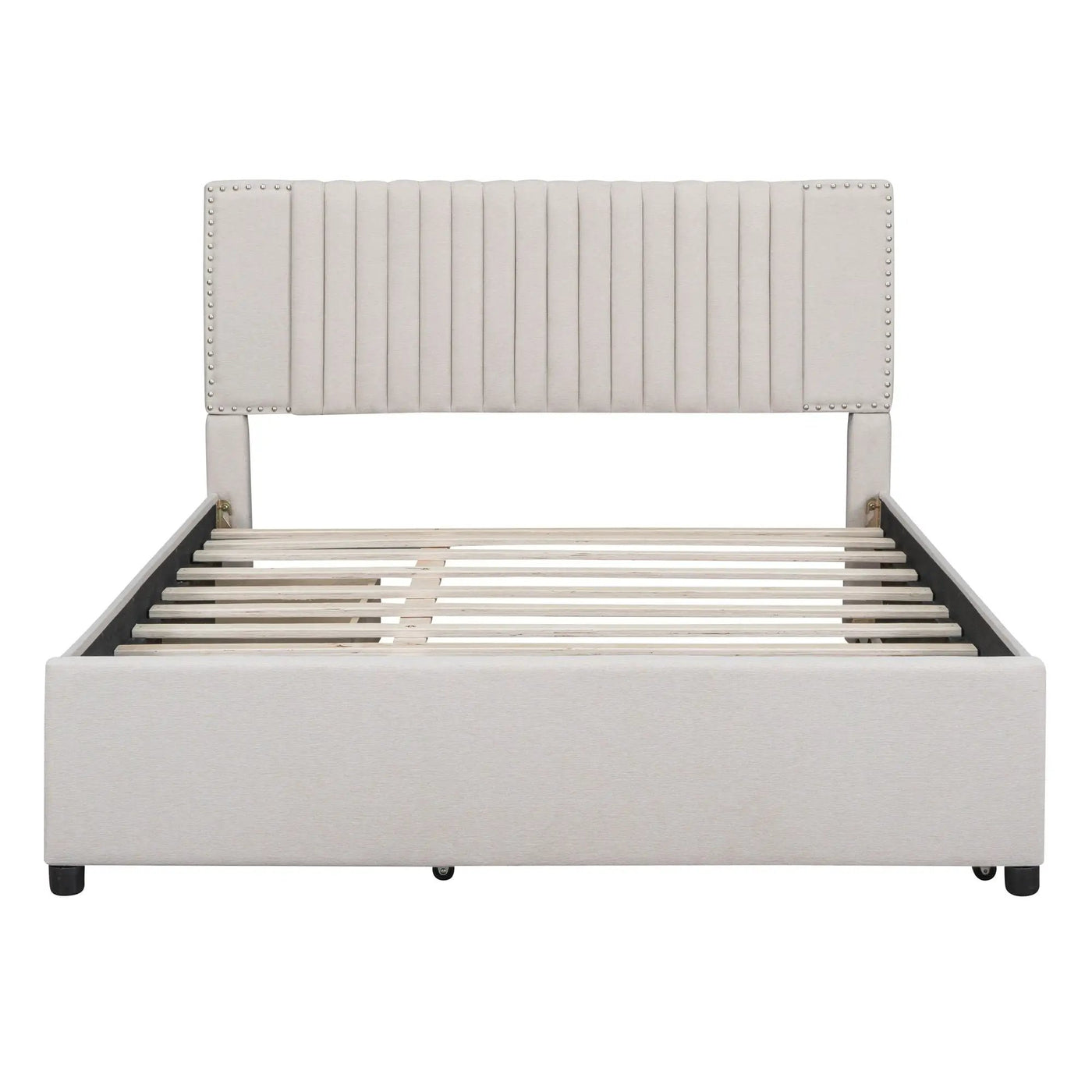 Upholstered Platform Bed With Drawers, Classic Headboard Design by Unique Piece Furniture