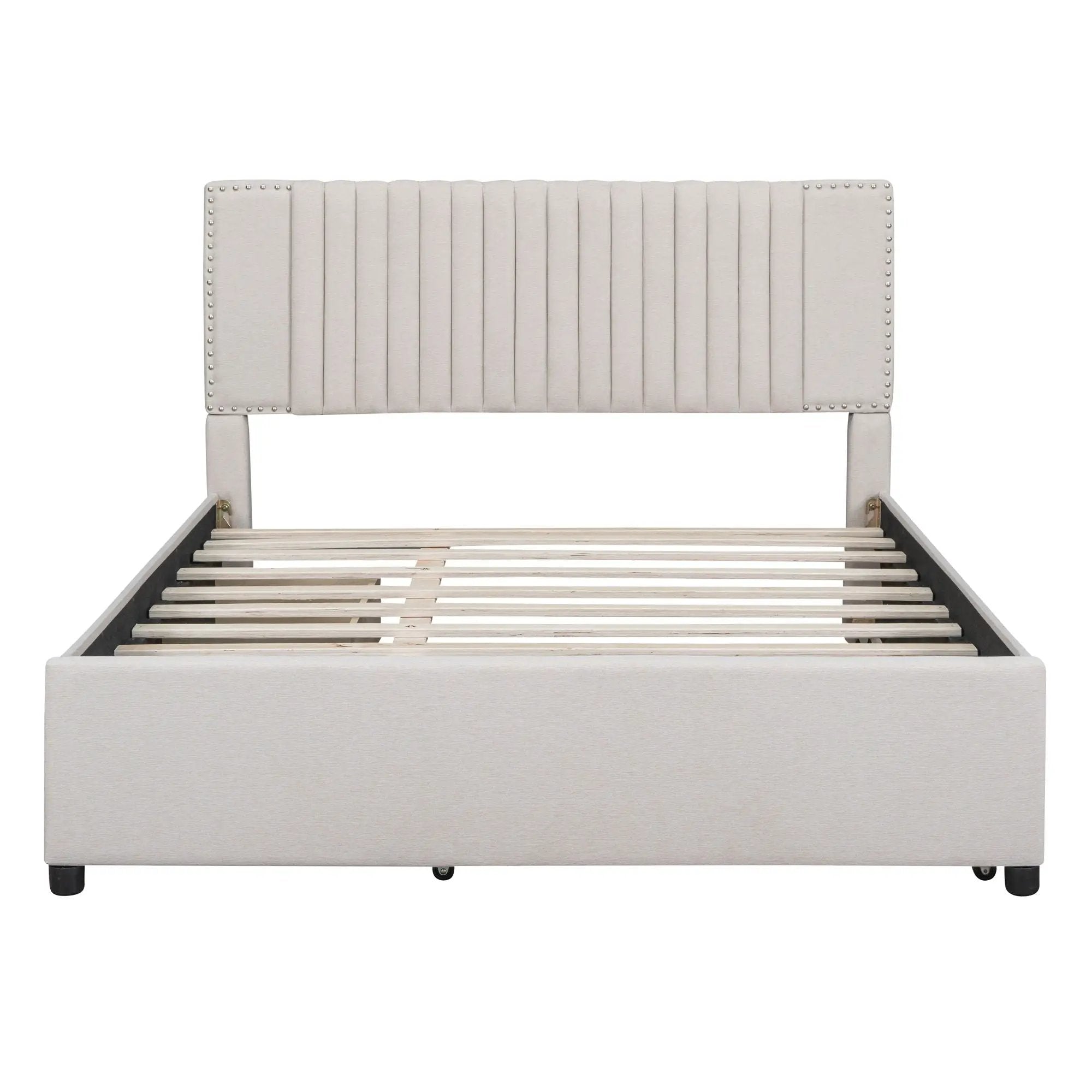 Upholstered Platform Bed With Drawers, Classic Headboard Design by Unique Piece Furniture