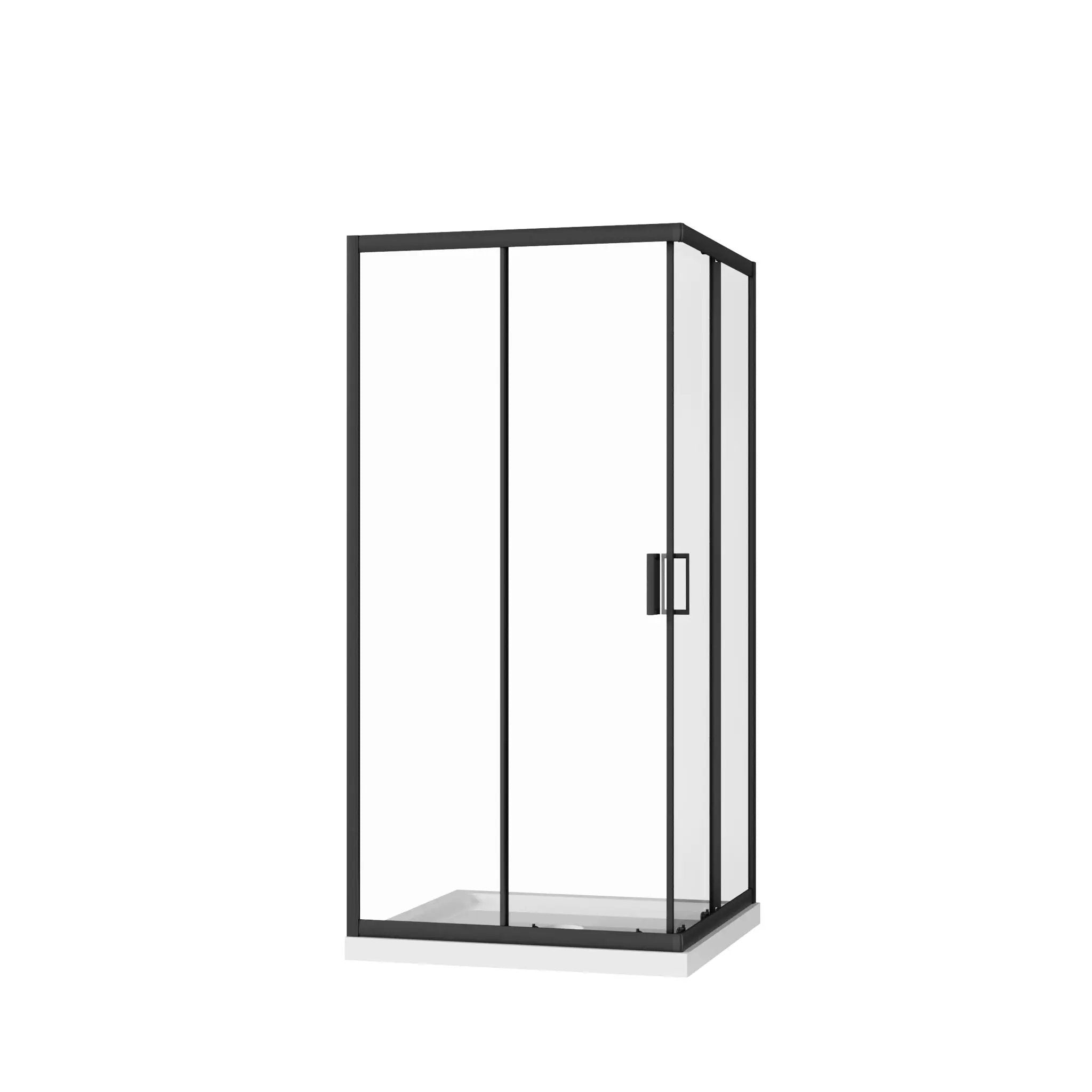 Corner Shower Enclosure With Sliding Door - Matte Black by HouseOfZazla