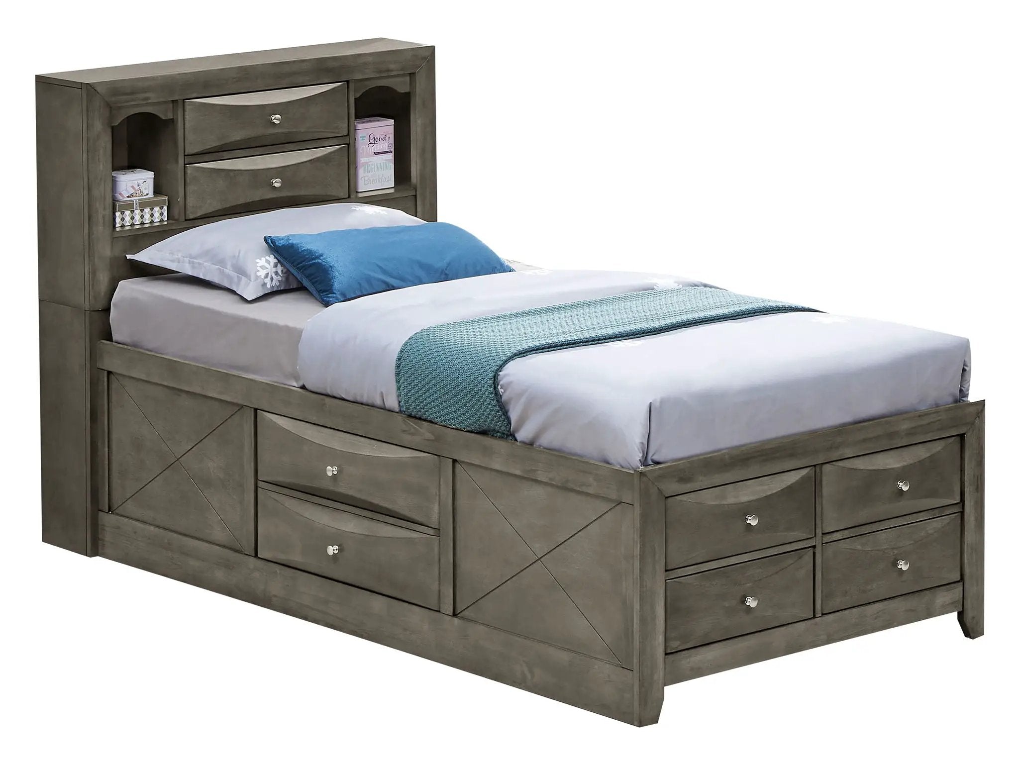 Modern Design Storage Bed With Bookcase Headboard by HouseOfZazla