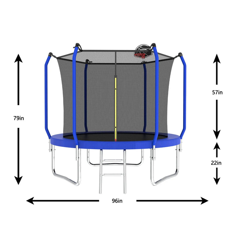 Trampoline With Basketball Hoop, Astm Approved Reinforced Type Outdoor Trampoline With Enclosure Net by HouseOfZazla