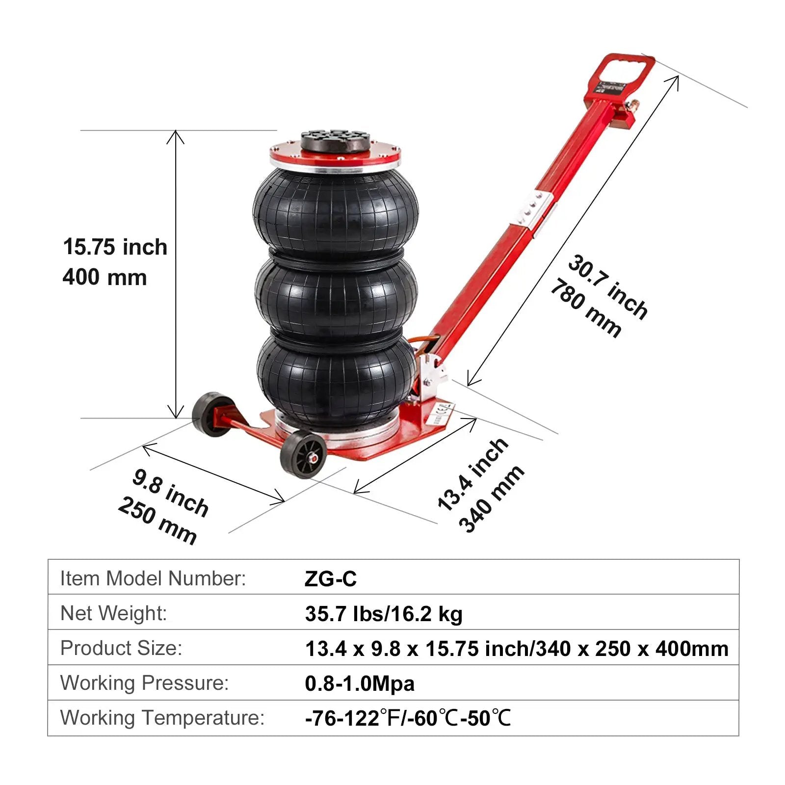 Air Jack 3 Ton/6600 lbs Triple Bag Pneumatic Jack by HouseOfZazla