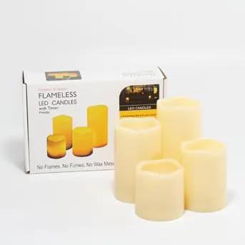 CANDLE CHOICE Outdoor Battery Operated Flameless Candles with Remote & Timer Waterproof Plastic Realistic Flickering Fake Electric LED Pillars for Lantern Garden Wedding Christmas Decorations 4 Pack by GreenHaven Gardens