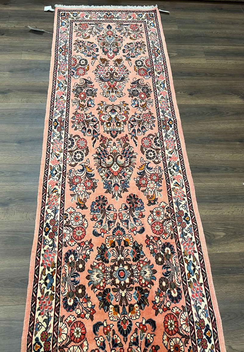 Persian Sarouk Runner Rug 2.9 x 13.6, Wool Floral Hand Knotted Runner by Jewel Rugs