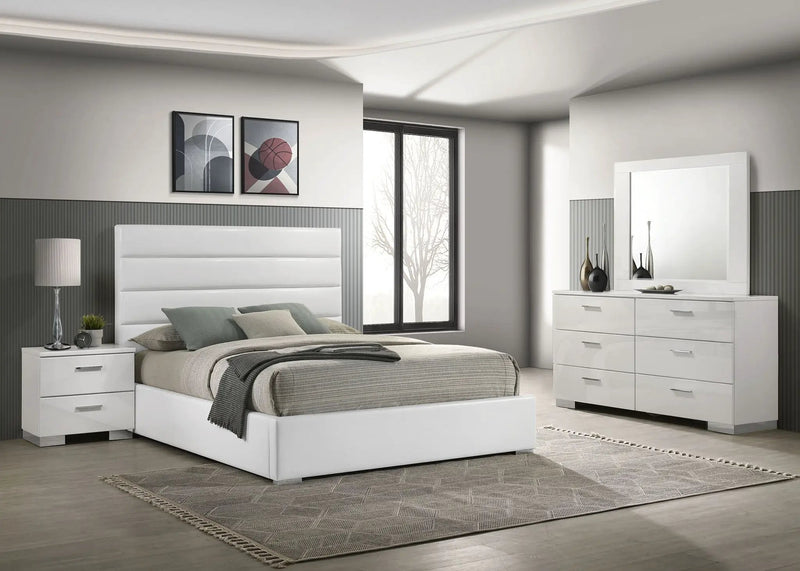 Felicity 4-piece California King Bedroom Set White High Gloss by Unique Piece Furniture