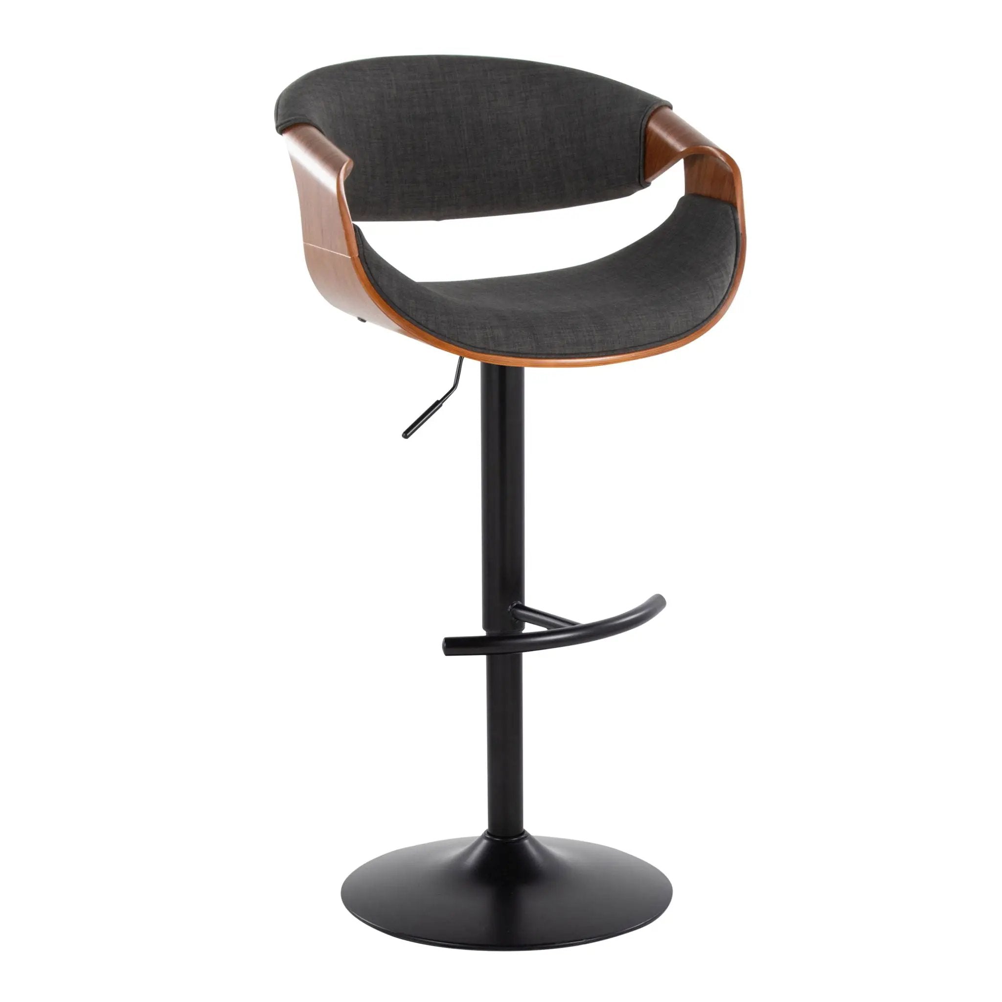 Curvo - Mid Century Modern Adjustable Barstool With Swivel & Rounded T Footrest (Set of 2) by HouseOfZazla