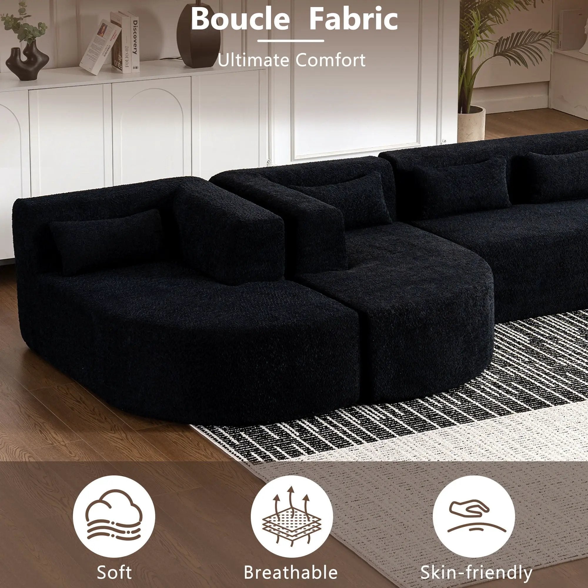 Upholstered Sofa Free Combined Sofa Couch With 2 Chaise Lounge And Five Back Pillows For Living Room by HouseOfZazla