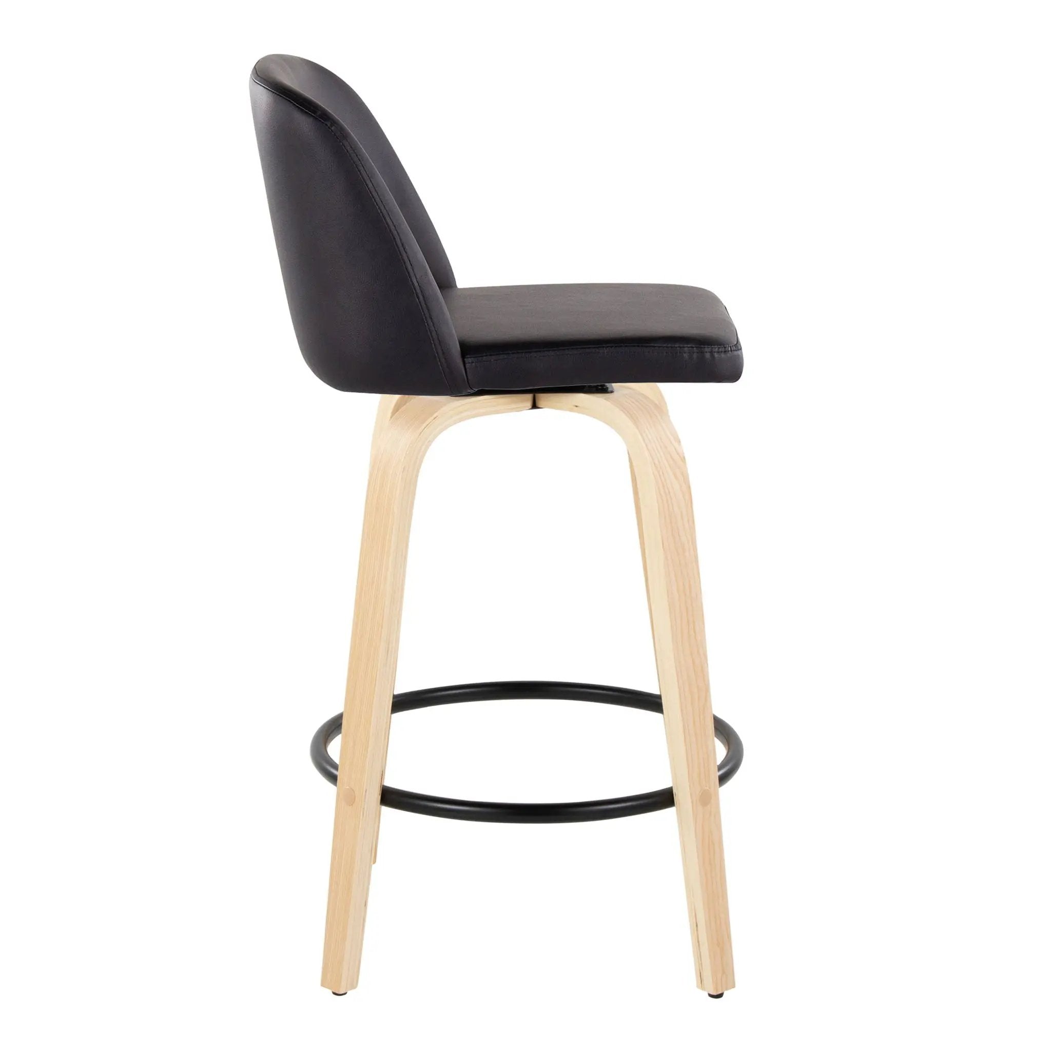 Toriano - Contemporary Modern Fixed Height Counter Stool Swivel With Round Footrest (Set of 2) by Unique Piece Furniture