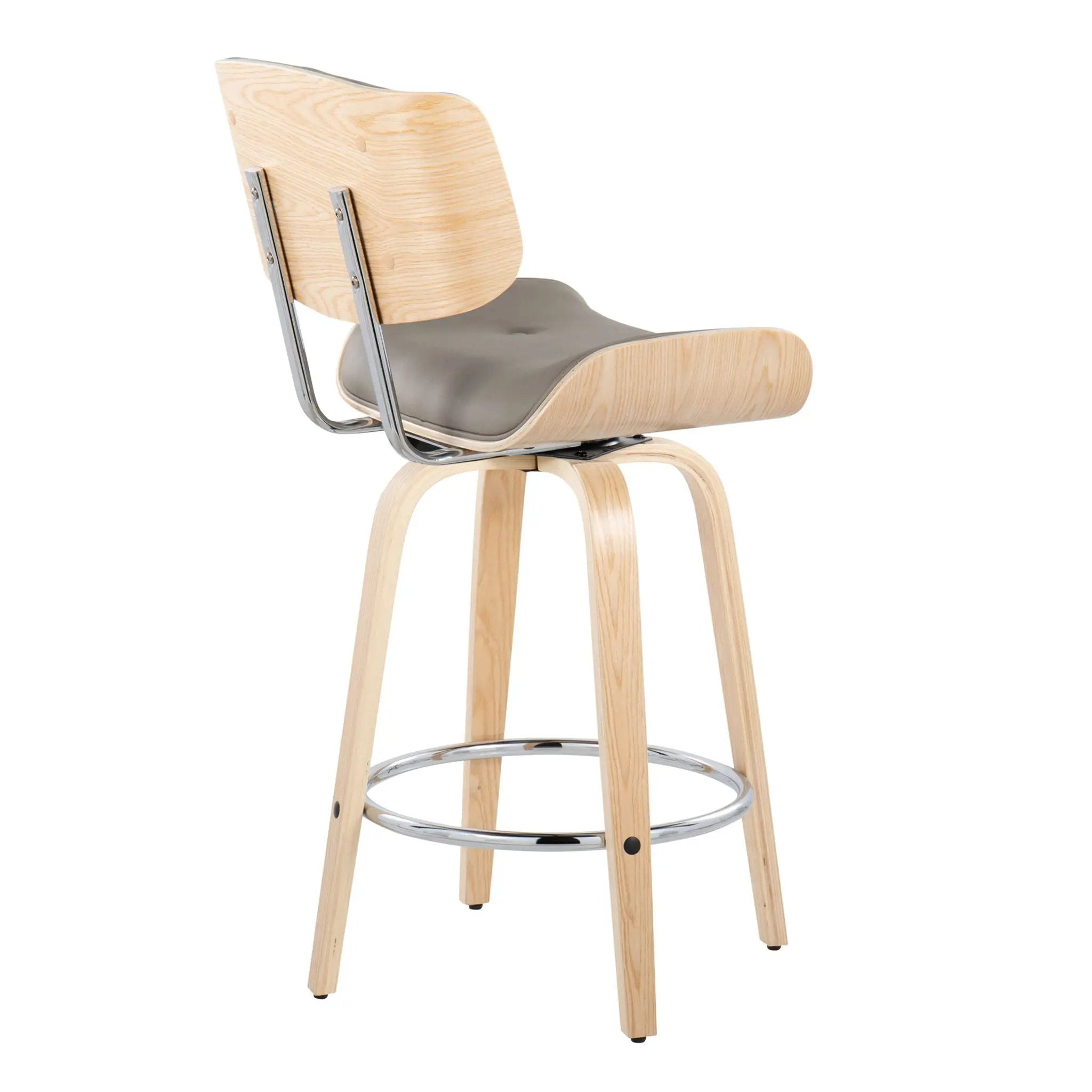 Lombardi - Mid Century Modern Fixed Height Counter Stool With Swivel With Round Footrest (Set of 2) by Unique Piece Furniture