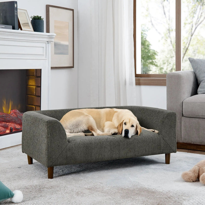 Modern Rectangular Pet Sofa With Backrest And Armrests For Small And Medium Dogs, Soft Cushion by HouseOfZazla