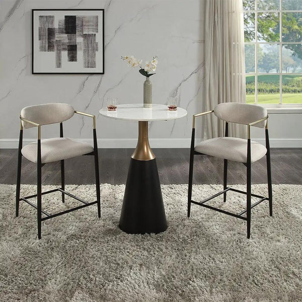 Jaramillo - Counter Height Table - Natural Marble Top & Black, photo 2 of 7