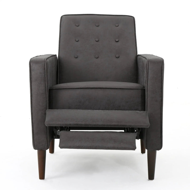 Macedonia - Mid Century Modern Button Tufted Fabric Recliner - Slate by HouseOfZazla