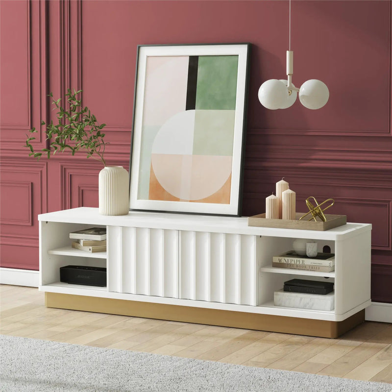 Rene - Scalloped TV Stand For TVs Up To 65" - White by HouseOfZazla
