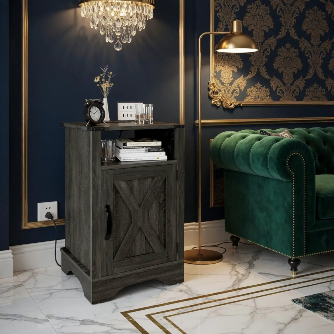 Farmhouse Nightstand, Charging Station & Storage by HouseOfZazla