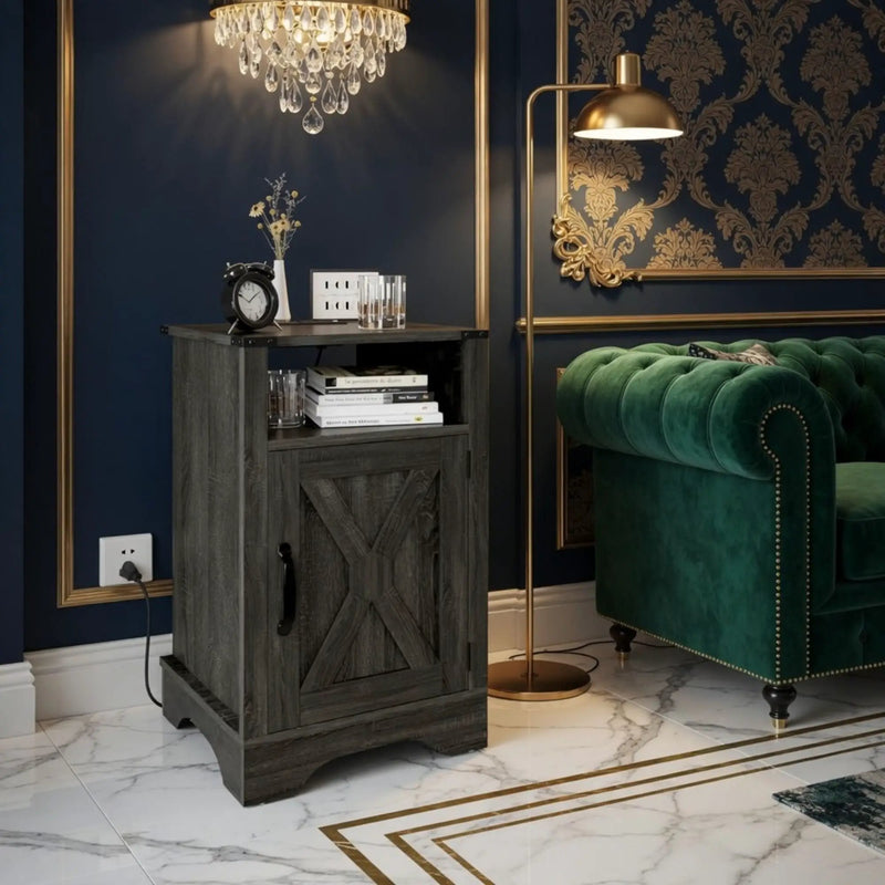 Farmhouse Nightstand, Charging Station & Storage by HouseOfZazla