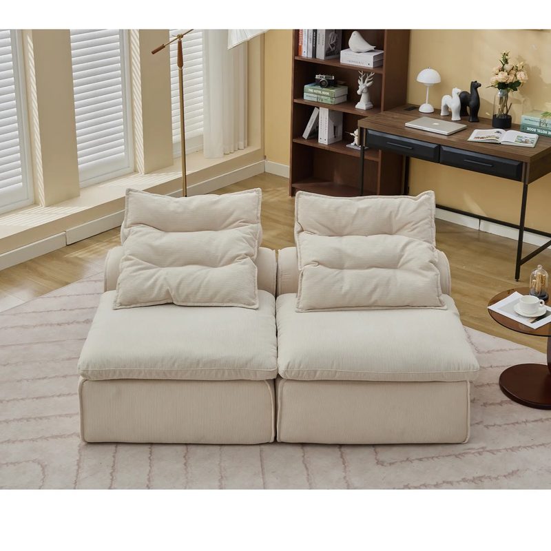 Modular Sofa with Neck and Lumbar Pillows - 2 Seats by HouseOfZazla
