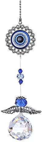 Handmade Crystal Angel Suncatcher Hanging Turkish Blue Evil Eye Protection Pendant and Good Luck Charm Gift by GreenHaven Gardens