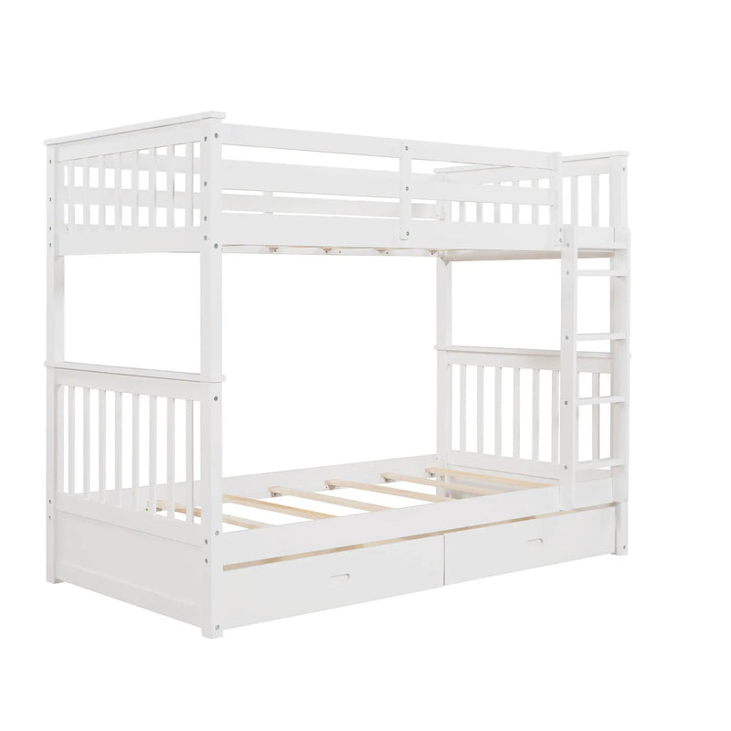 Bunk Bed With Ladders And 2 Storage Drawers by Unique Piece Furniture