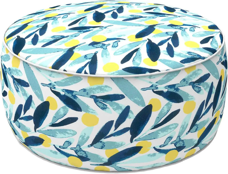 Outdoor Inflatable Ottoman - Coastal Leaves by HouseOfZazla
