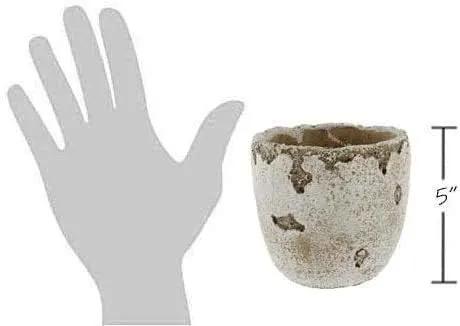 Distressed Weathered Cement Planter, 5 Inches - Unique Stone Plant Pot for Indoor Outdoor Home Garden Decor by GreenHaven Gardens