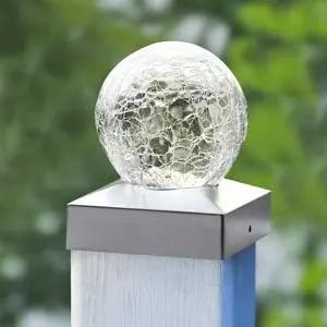 Solar Fence Post Cap Light, 4x4, Color Changing, Waterproof, Outdoor, Wooden or Vinyl Post, Garden Lights, Solar Powered, Crackle Glass Design by GreenHaven Gardens