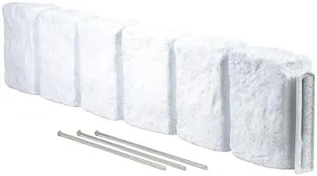 Beuta Landscape Edging | Garden Edging Border | Faux Stone Block XL for Lawn Edging, Flower Beds & Yard Edging – 1 Pack | Each Section Has 6 Blocks 48" L x 4" W x 9.5" H | 3 Spikes | Limewash by GreenHaven Gardens