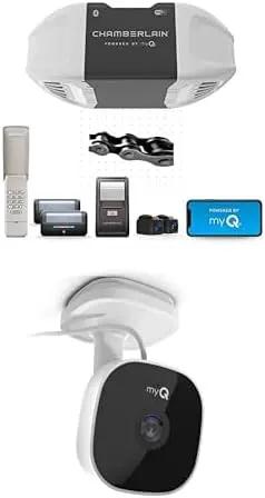 CHAMBERLAIN C2405 MYQ Smart Garage Door Opener, Chain Drive, 1/2-HP Motor, Dual Light - Quantity 1 + myQ Smart Garage Security Camera – 1080p HD Video, Night Vision, Motion Detection, Magnetic, Wi-Fi by GreenHaven Gardens