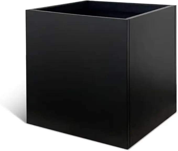 Galvanized Steel Planter Box Black Metal Planter Large Square Indoor Outdoor Planters Cube Steel Heavy Duty Flower Pot 24Inch Powder Coating Modern Commercial Residential for Patio, Deck, Yard, Garden by GreenHaven Gardens