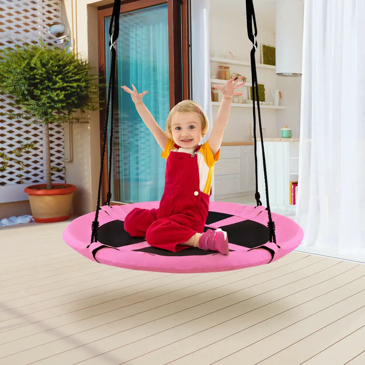 40 Inch Flying Saucer Tree Swing Indoor Outdoor Play Set by DirectDeals
