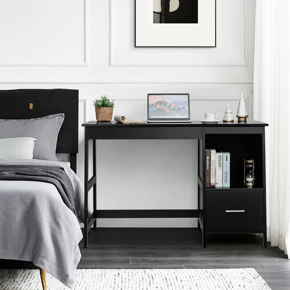 47.5 Inch Modern Home Computer Desk with 2 Storage Drawers, photo 3 of 16