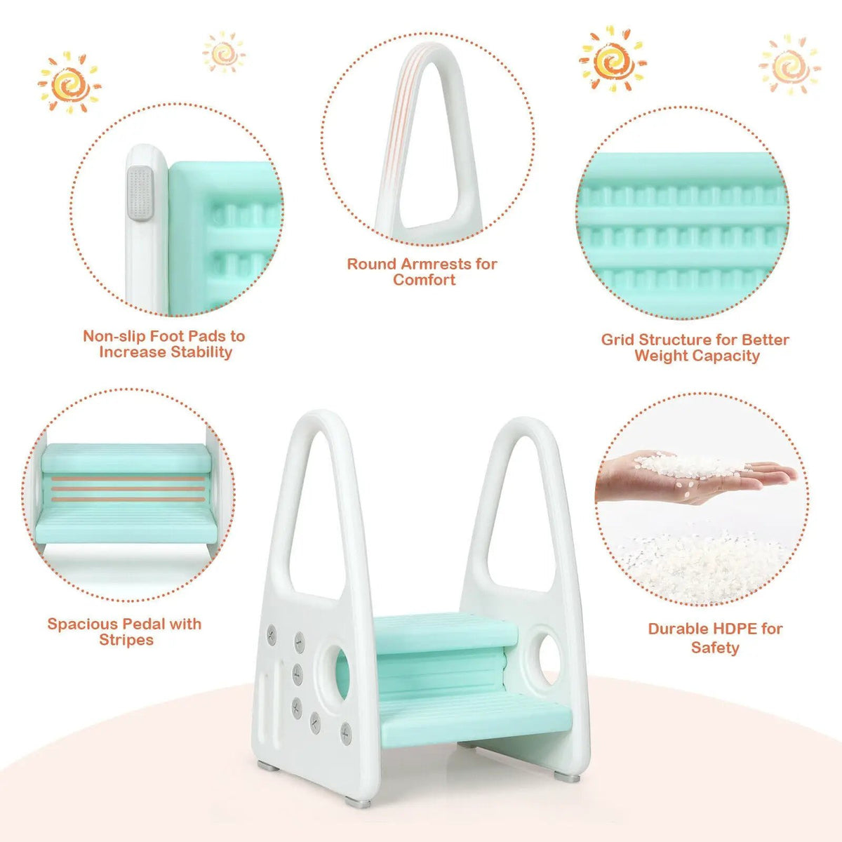 Kids Step Stool Learning Helper with Armrest for Kitchen Toilet Potty Training, photo 6 of 10