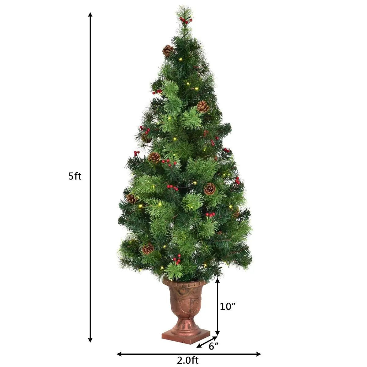 LED Christmas Tree with Red Berries Pine Cones, photo 11 of 20